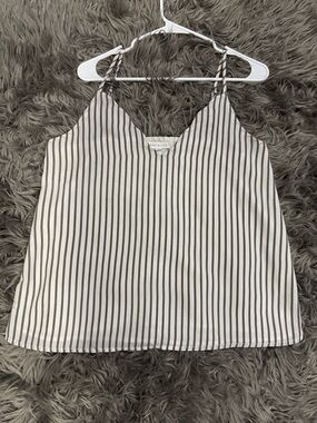 Socialite White Cami with Black Vertical Stripes